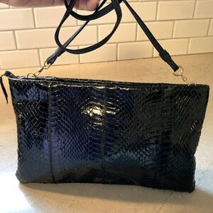 Vintage Black Snakeskin Crossbody or Clutch Classic